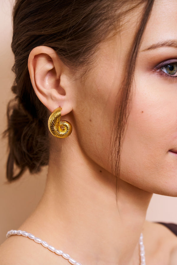 Kenneth Jay Lane Seashell Pierced Earrings