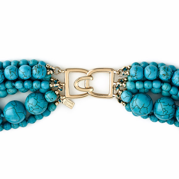 Kenneth Jay Lane Seven Row Turquoise Bead Necklace