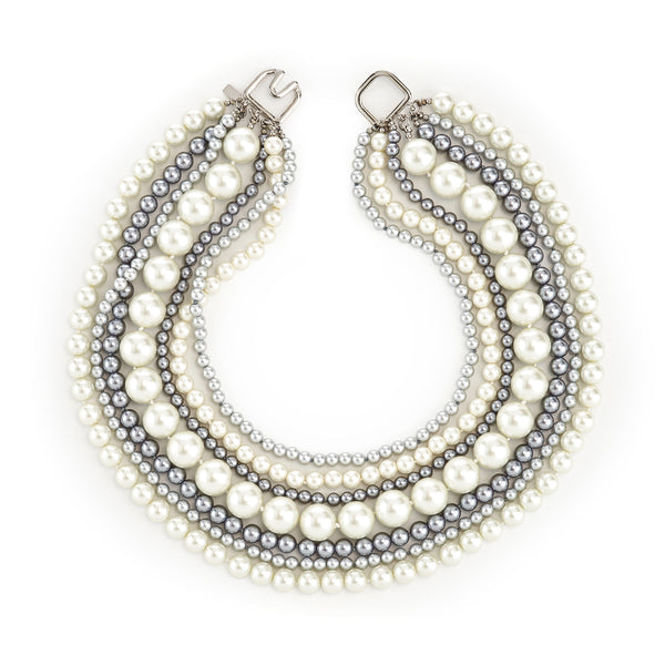 kenneth jay lane Seven Row Two-Tone Pearl Necklace