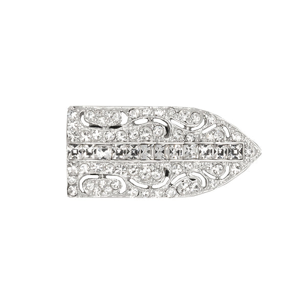 kenneth jay lane Silver and Crystal Deco Pin Clip