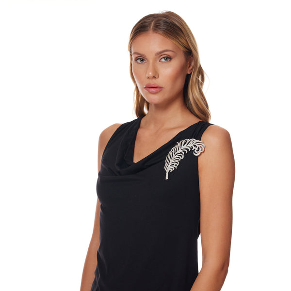 Kenneth Jay Lane Silver And Crystal Feather Pin