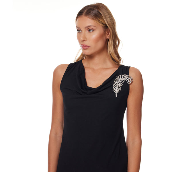 Kenneth Jay Lane Silver And Crystal Feather Pin