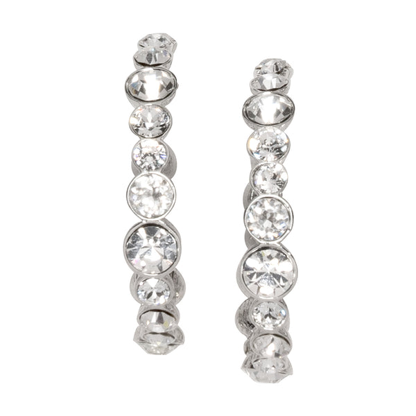 kenneth jay lane Silver and Crystal Hoop Earrings