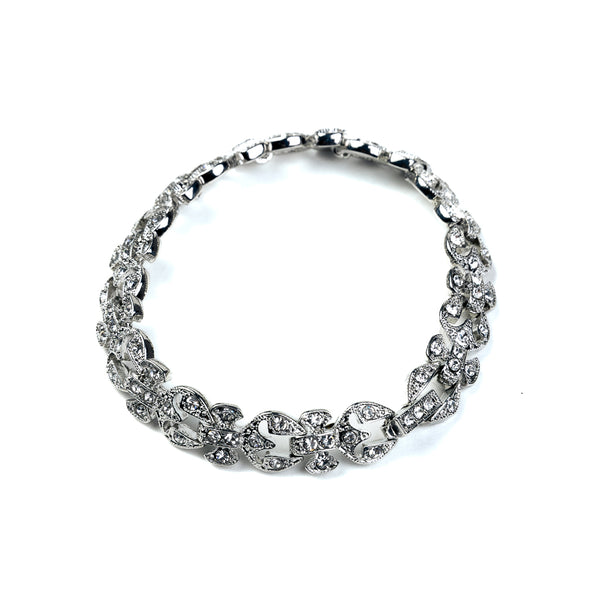 Kenneth Jay Lane Silver And Crystal Link Bracelet