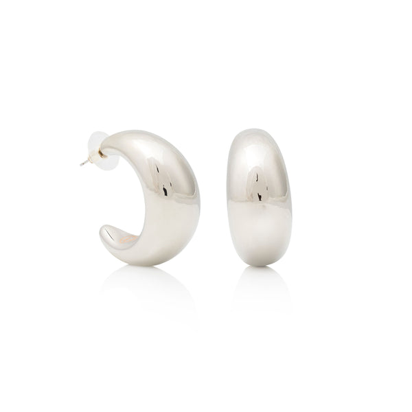 kenneth jay lane Silver "C" Shape Post Hoop Earring