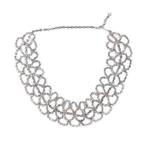 kenneth jay lane Silver Crystal Lace Choker