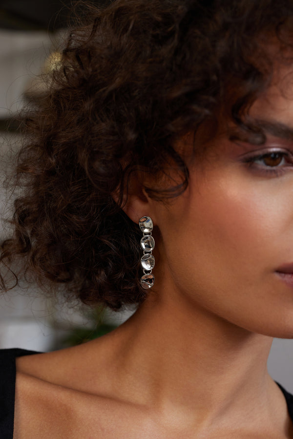 Kenneth Jay Lane Silver Disc Drop Pierced Earrings