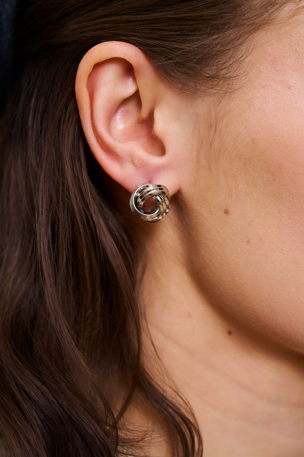 Kenneth Jay Lane Silver Love Knot Pierced Earrings