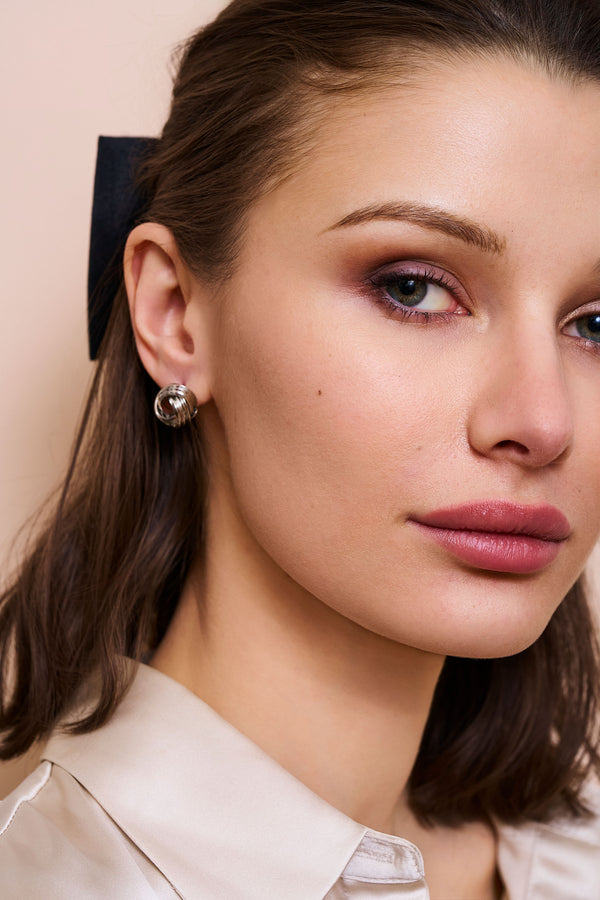 Kenneth Jay Lane Silver Love Knot Pierced Earrings