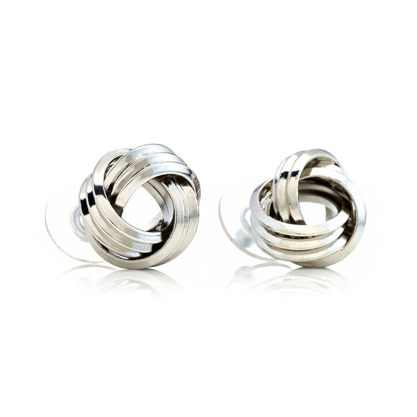 kenneth jay lane Silver Love Knot Pierced Earrings