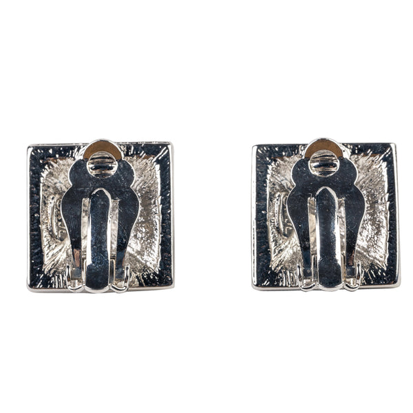 Kenneth Jay Lane Silver Pyramid Clip Earring