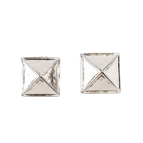 Kenneth Jay Lane Silver Pyramid Clip Earring