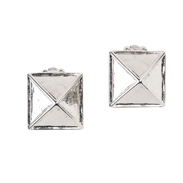 kenneth jay lane Silver Pyramid Clip Earring