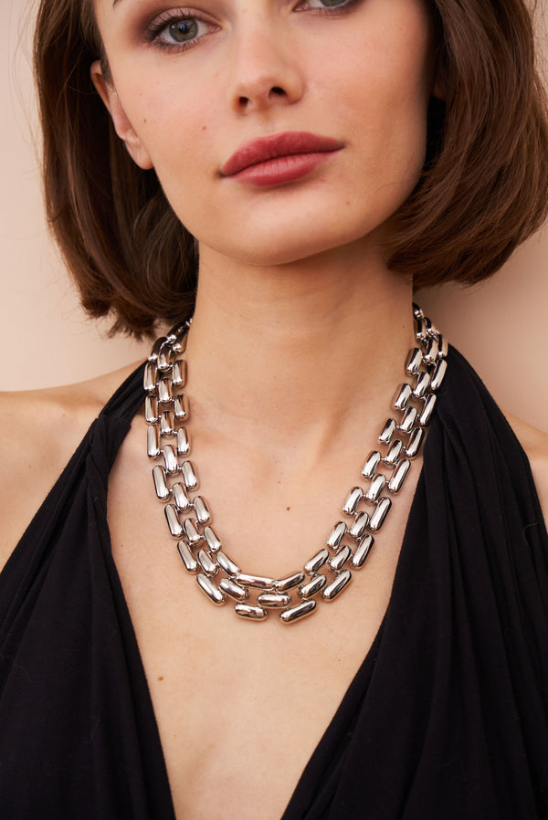 Kenneth Jay Lane Silver Square Link Necklace