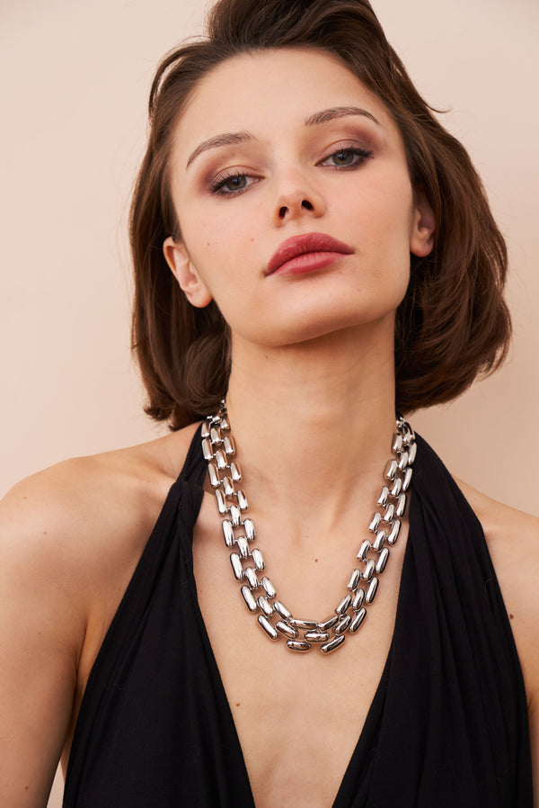 Kenneth Jay Lane Silver Square Link Necklace