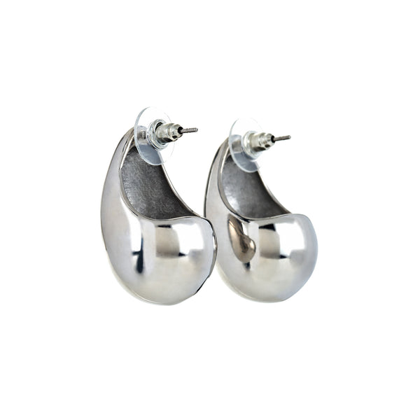 Kenneth Jay Lane Silver Tapered Hoop Earrings