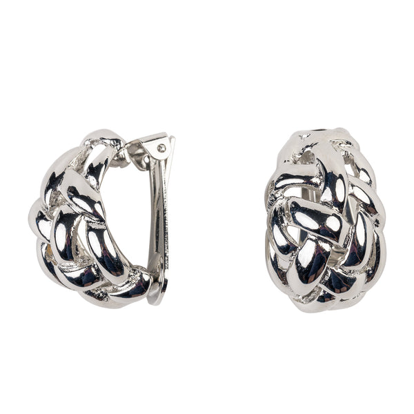 Kenneth Jay Lane Silver Weave Dome Clip Earrings