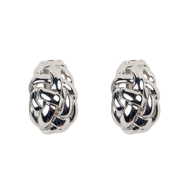 kenneth jay lane Silver Weave Dome Clip Earrings