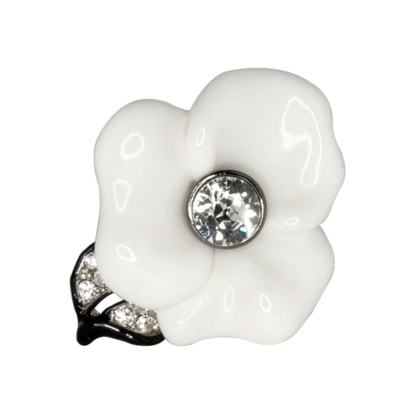 Kenneth Jay Lane Silver & White Flower Ring