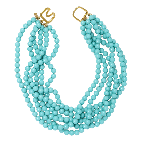 kenneth jay lane Six Row Turquoise Bead Necklace