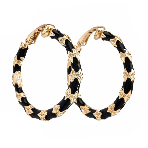 Kenneth Jay Lane Small Black Bamboo Hoop Earrings