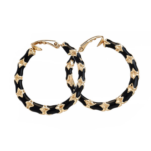 kenneth jay lane Small Black Bamboo Hoop Earrings