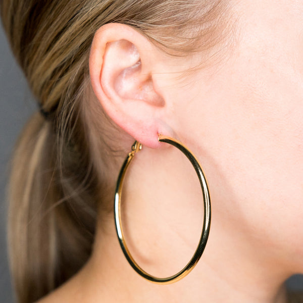 Kenneth Jay Lane Small Gold Hoop Pierced Earrings