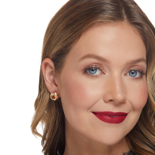 kenneth jay lane Small Gold Knot Pierced Earrings