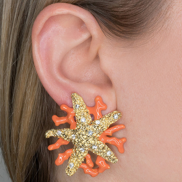 Kenneth Jay Lane Starfish Clip Earrings