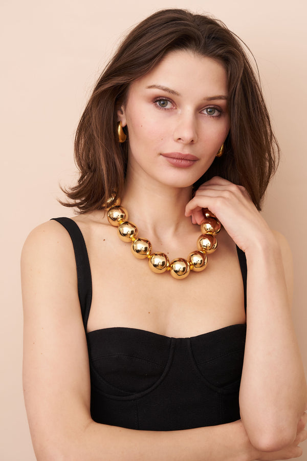 Kenneth Jay Lane Statement Gold Ball Necklace