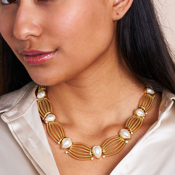 Kenneth Jay Lane Teardrop Pearl & Gold Necklace