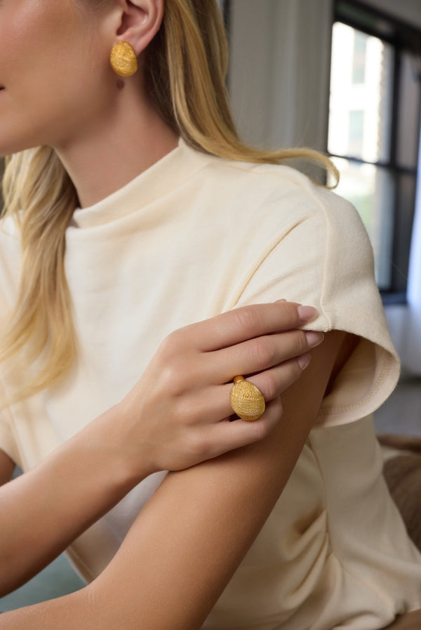 Kenneth Jay Lane Textured Gold Adjustable Ring