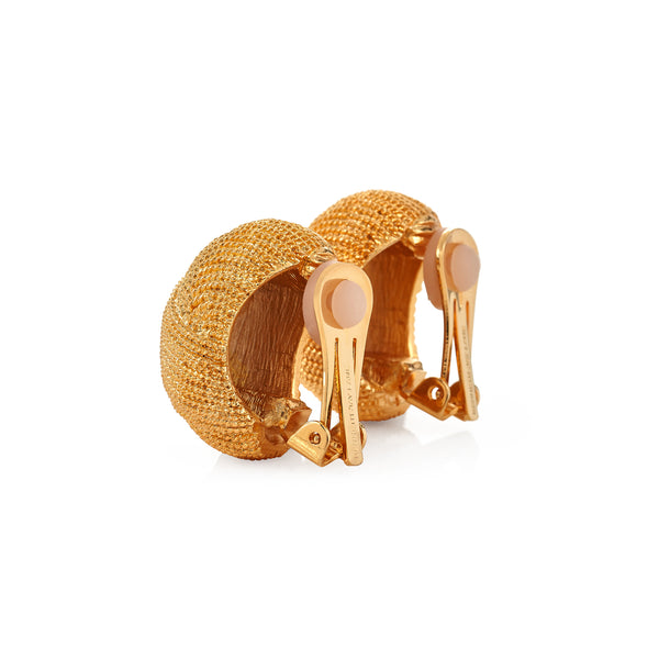 Kenneth Jay Lane Textured Gold Clip Earrings