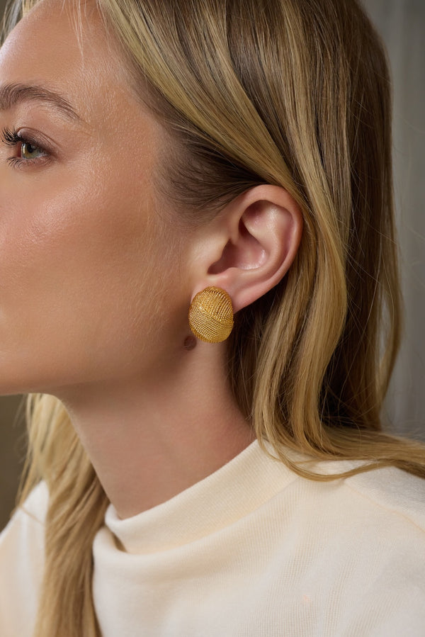 Kenneth Jay Lane Textured Gold Clip Earrings