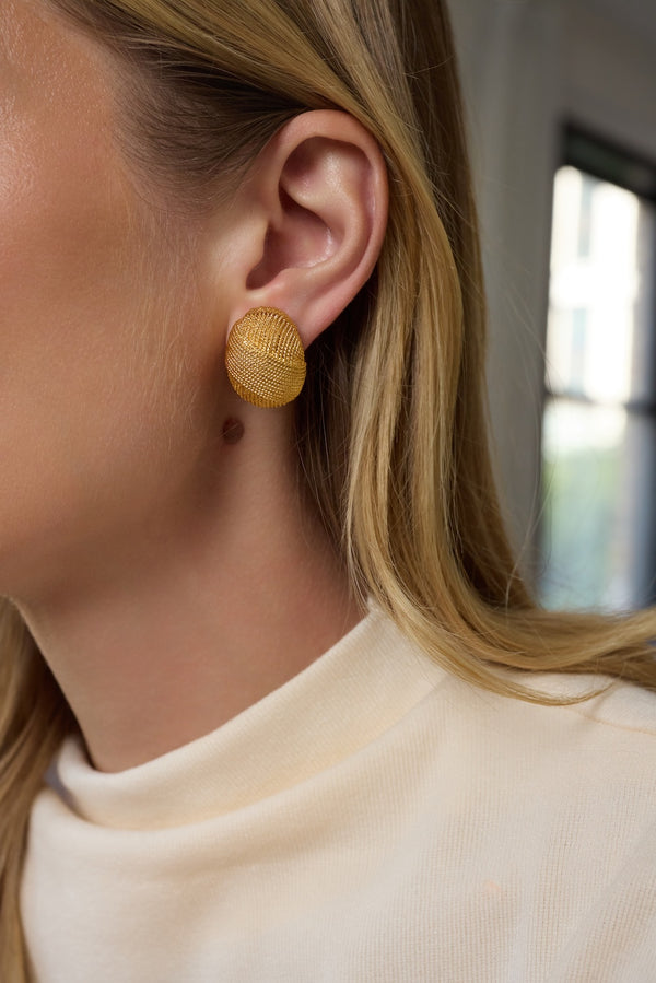 Kenneth Jay Lane Textured Gold Clip Earrings