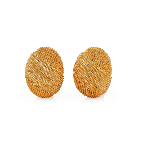 kenneth jay lane Textured Gold Clip Earrings