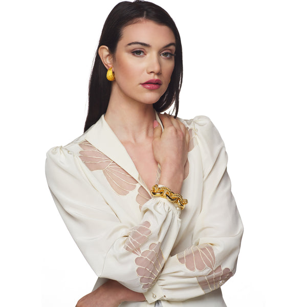 Kenneth Jay Lane Textured Hoop Clip Earring