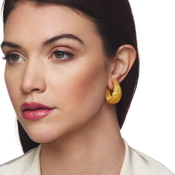 kenneth jay lane Textured Hoop Clip Earring