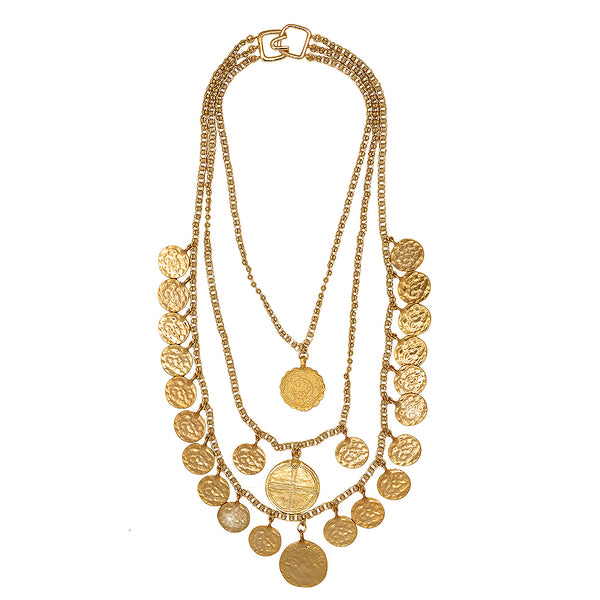 kenneth jay lane Three Row Coin Necklace
