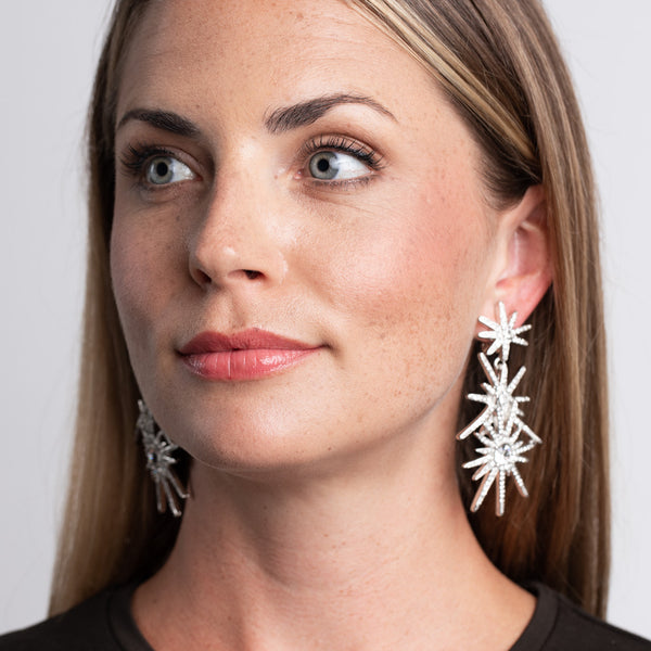 Kenneth Jay Lane Three Starburst Pierced Earrings