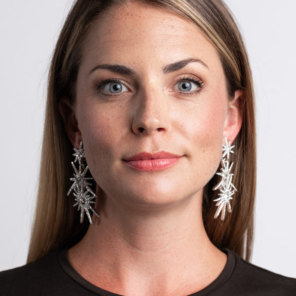 Kenneth Jay Lane Three Starburst Pierced Earrings