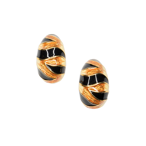kenneth jay lane Tiger Stripe Clip Earrings