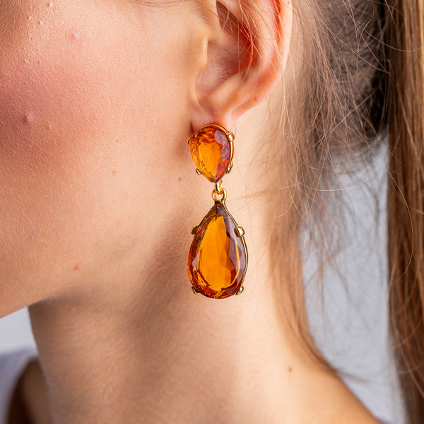 kenneth jay lane Topaz and Gold Teardrop Earrings