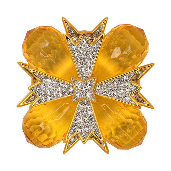 kenneth jay lane Topaz Maltese Cross Pin
