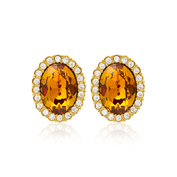 kenneth jay lane Topaz Oval Clip Earrings