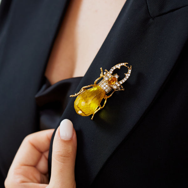 Kenneth Jay Lane Topaz Scarab Beetle Pin