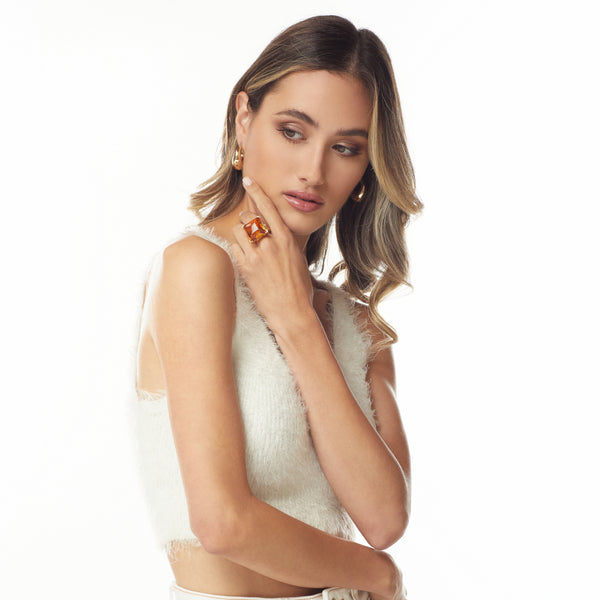 Kenneth Jay Lane Topaz Square Stone Ring