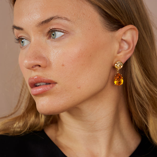 Kenneth Jay Lane Topaz Teardrop Pierced Earring