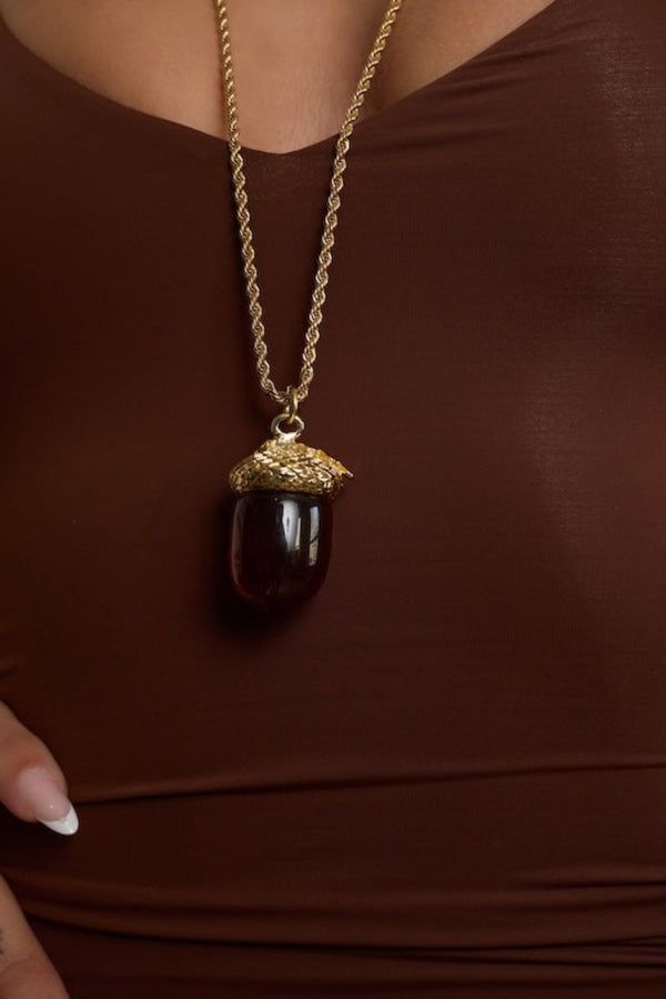 Kenneth Jay Lane Tortoise Acorn Pendant Necklace