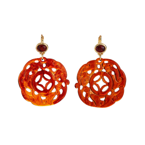 kenneth jay lane Tortoise Carved Drop Earrings